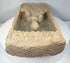 Ancient Chinese terracotta Buddhist relief with haloed Buddha figure, layered robes and sacred shrine imagery