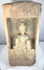 Northern Wei Dynasty earthenware brick with deeply carved Buddhist shrine composition and archaeological patina