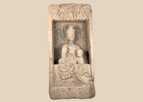 Chinese Northern Wei Dynasty terracotta Buddha relief brick