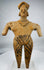 Pre-Columbian Colima female pottery figure featuring applied jewelry, black pigment motifs, and a custom display stand.