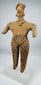Ancient Colima standing female figure with elaborate headdress, applied decorative details, and archaeological patina.