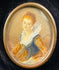 Watercolor miniature portrait of woman in lace ruff, circa 1860–1890