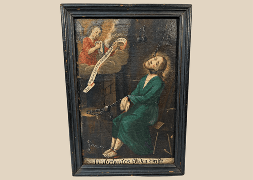 18th century Baroque devotional painting of Christ at the Column
