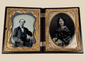 Double quarter-plate ambrotype portraits in an ornate thermoplastic union cas