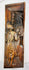 High-relief Renaissance-transition carving on solid oak, featuring two medieval-style figures.