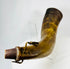 Close-up of wooden base plug on historic firearms powder horn