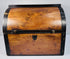 Early 19th century mahogany decanter case displaying rich wood grain, hinged construction and brass fittings