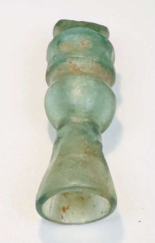 Miniature ancient glass cosmetic or medicinal container, circa 8th–12th century CE