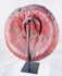 Rear view of an Ethiopian hide shield covered in red leather with original handgrip