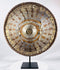 Imperial Ethiopian hide shield with gilt and silvered bosses on velvet