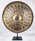 Imperial Ethiopian hide shield with gilt and silvered bosses on velvet