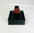 Oval carnelian intaglio ring from Ancient Near East, 1st millennium BCE, engraved animal and symbolic motifs, silver bezel