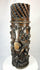 Edo-period Japanese carved wooden temple pillar fragment displayed on white background