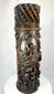 Close-up of Edo wood pillar section with intricate traditional carvings
