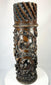 Hand-carved Edo-period wood pillar with decorative relief patterns