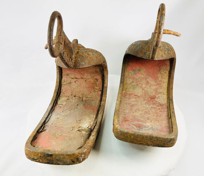 Traditional Japanese samurai abumi displaying broad curved foot treads and ceremonial lacquered surfaces from the Edo period.