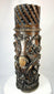 Edo-period Japanese carved wooden temple pillar fragment displayed on white background