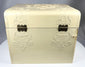 Edwardian gentleman accessory box with embossed design and linen collars