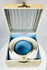 Antique detachable collar box with silk interior and decorative relief exterior
