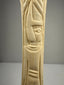 Antique carved bone candlesticks with lotus and papyrus symbolism from early 20th-century Egypt