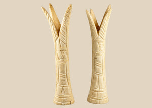 Egyptian Carved Candle Stick Holders | Circa Early 20th Century