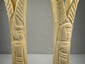 Hand-carved bone candlestick holders from Egypt with stylized lotus and papyrus forms