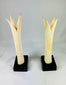 Authentic carved Egyptian ivory sistrum handles, Third Intermediate Period, stylized figures, 1070–664 BCE