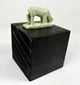 Ptolemaic era Egyptian shrew votive figure, faience with weathered glaze and ancient break through plinth.