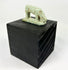 Ancient Egypt shrew-mouse amulet, pale green faience with mineral accretions, votive temple offering.