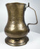 Antique Georgian brass tankard from England featuring a classic baluster-shaped body and sturdy curved handle.