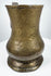 Antique English brass drinking vessel from the Georgian era with baluster body and centuries-old surface wear.