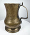 18th-century English George II brass baluster tankard, circa 1727–1760, with aged golden patina and single handle.