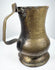 Historic George II brass tankard with open top, flared rim, curved handle, and warm antique golden finish.