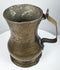 George II period brass drinking tankard with rounded baluster form, flared rim, and naturally aged surface patina.