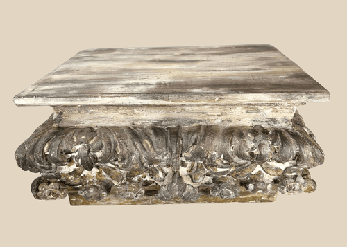 Antique Baroque or Rococo carved wood architectural fragment stand with gilding traces
