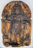 Side view of a 19th-century European wooden religious relief mounted on a later backing panel