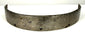 17th century European forged steel armor band with weathered texture and mounting holes