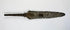 18th-century European forged iron spearhead displayed horizontally on a white background.
