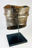 16th-century Renaissance forged steel upper arm defense with scalloped edges and incised decorative band, original patina intact.