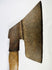 Antique forged iron tool with wooden handle and aged surface wear