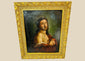 18th-century European oil painting of Jesus Christ crowned with thorns, in crimson drapery with ornate gilt frame.
