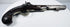 Antique English percussion pistol displayed from the side showing full 14-inch profile