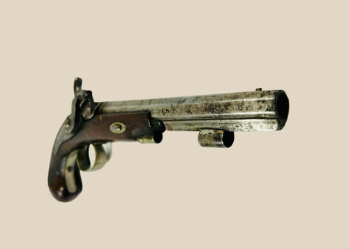 19th-century Fenton London .62 caliber percussion pistol with octagonal barrel, ornate hand-engraved lock and hammer, walnut stock with checkered grip, fine example of English gunsmithing, circa 1840–1860