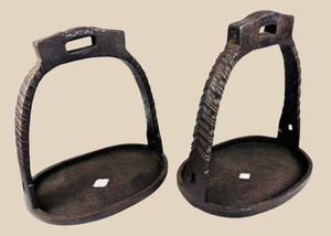 Antique Chinese Forged Iron Stirrups | Qing Dynasty Equestrian Pair | Circa 18th–19th Century