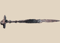 Ancient Luristan iron short sword from Western Iran, circa 750–650 BCE, featuring a lion-head disc pommel, ribbed grip, and straight double-edged blade. Iron Age weapon with natural patina and surface oxidization, reflecting Luristan metallurgical skill, ceremonial significance, and martial artistry.