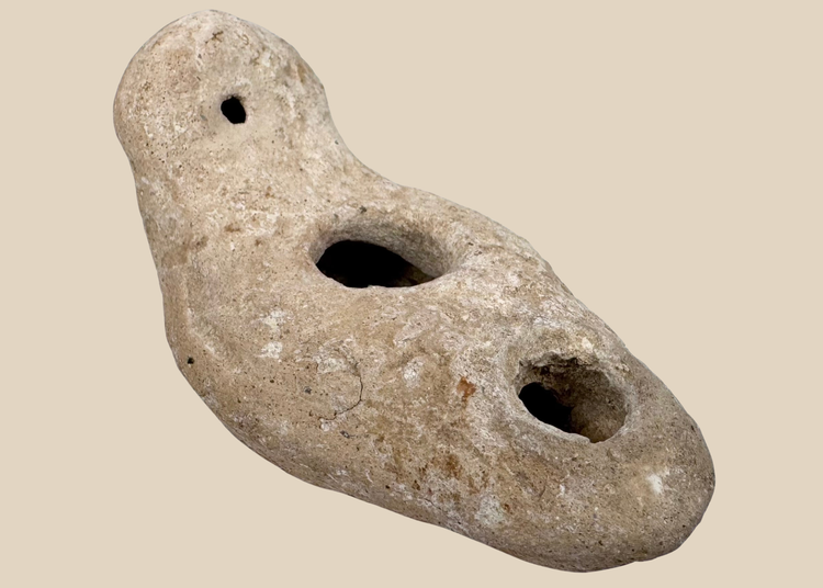Ancient terracotta oil lamp from the Eastern Mediterranean and Near East