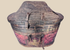 Antique Himalayan painted hide-covered storage basket with fitted domed lid