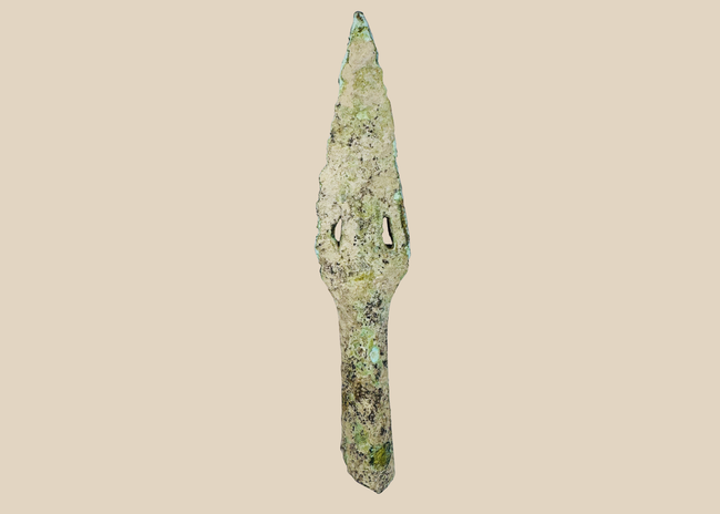 Ancient Dong Son bronze spearhead from northern Vietnam