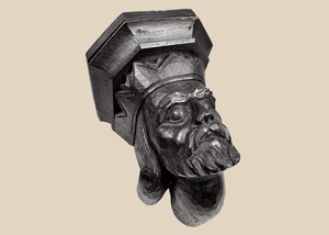 Gothic Revival | Carved Wooden Corbel Depicting a Medieval King | Circa 1850 – 1900