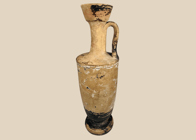 Ancient Greek terracotta lekythos oil flask from the Classical Period